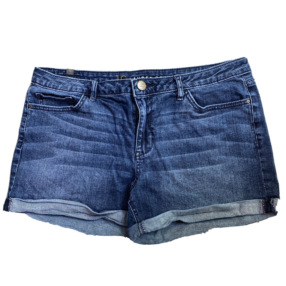 LC Lauren Conrad Womens 14 Shorts Blue Jeans Denim Medium Wash Cotton Stretch